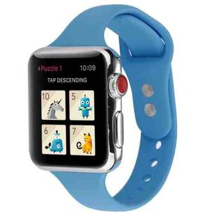 For Apple Watch 5 & 4 44mm / 3 & 2 & 1 42mm Thin Silicone Double Buckle Watch Band(Denim Blue)