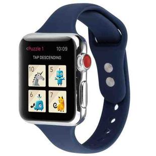 For Apple Watch 5 & 4 44mm / 3 & 2 & 1 42mm Thin Silicone Double Buckle Watch Band(Midnight Blue)