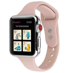 For Apple Watch 5 & 4 44mm / 3 & 2 & 1 42mm Thin Silicone Double Buckle Watch Band(Sand Pink)