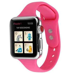 For Apple Watch Series 7 41mm / 6 & SE & 5 & 4 40mm / 3 & 2 & 1 38mm Thin Silicone Double Buckle Watch Band(Barbie Pink)