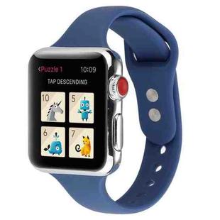 For Apple Watch Series 8&7 41mm / SE 2&6&SE&5&4 40mm / 3&2&1 38mm Thin Silicone Double Buckle Watch Band(Navy Blue)