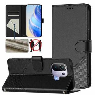 For Xiaomi Mi 11 Pro Honeycomb Embossing RFID Leather Phone Case(Black)