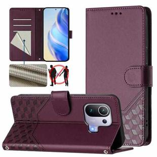 For Xiaomi Mi 11 Pro Honeycomb Embossing RFID Leather Phone Case(Violet)