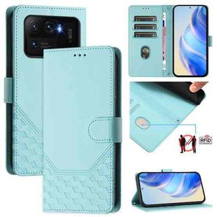 For Xiaomi Mi 11 Ultra Honeycomb Embossing RFID Leather Phone Case(Mint Green)