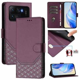 For Xiaomi Mi 11 Ultra Honeycomb Embossing RFID Leather Phone Case(Violet)