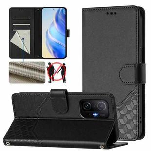 For Xiaomi 11T / 11T Pro Honeycomb Embossing RFID Leather Phone Case(Black)