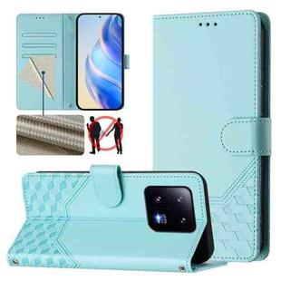 For Xiaomi 13 Pro 5G Honeycomb Embossing RFID Leather Phone Case(Mint Green)