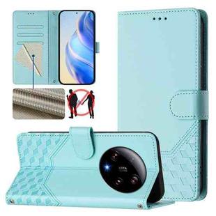 For Xiaomi 13 Ultra Honeycomb Embossing RFID Leather Phone Case(Mint Green)