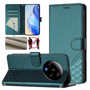 For Xiaomi 13 Ultra Honeycomb Embossing RFID Leather Phone Case(Peacock Green)