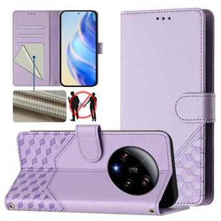 For Xiaomi 13 Ultra Honeycomb Embossing RFID Leather Phone Case(Light Purple)