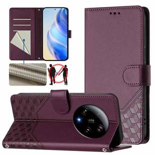 For Xiaomi 13 Ultra Honeycomb Embossing RFID Leather Phone Case(Violet)