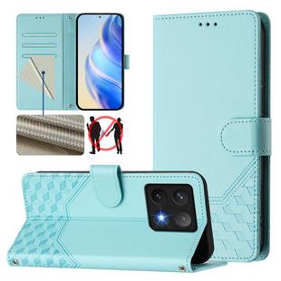 For Xiaomi 14T Honeycomb Embossing RFID Leather Phone Case(Mint Green)