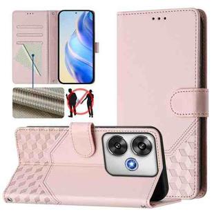 For Xiaomi Poco F6 5G Honeycomb Embossing RFID Leather Phone Case(Pink)