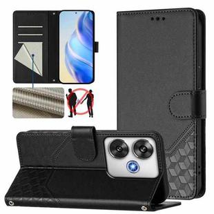 For Xiaomi Poco F6 5G Honeycomb Embossing RFID Leather Phone Case(Black)