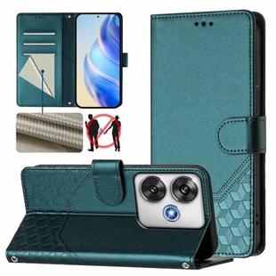 For Xiaomi Poco F6 5G Honeycomb Embossing RFID Leather Phone Case(Peacock Green)