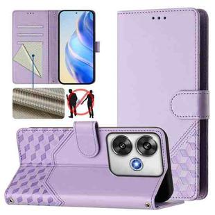 For Xiaomi Poco F6 5G Honeycomb Embossing RFID Leather Phone Case(Light Purple)