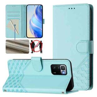 For Xiaomi Poco X3 GT Honeycomb Embossing RFID Leather Phone Case(Mint Green)