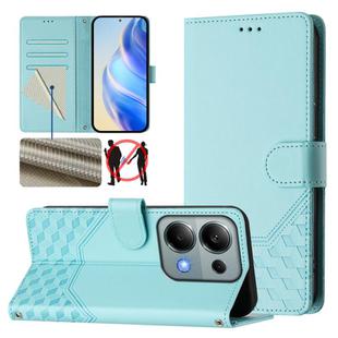 For Xiaomi Poco M6 Pro 4G Honeycomb Embossing RFID Leather Phone Case(Mint Green)