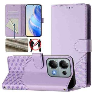 For Xiaomi Poco M6 Pro 4G Honeycomb Embossing RFID Leather Phone Case(Light Purple)