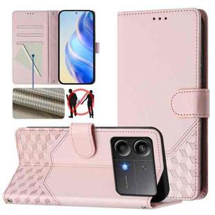 For Xiaomi Poco X6 Neo 5G Honeycomb Embossing RFID Leather Phone Case(Pink)