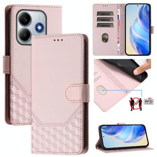 For Xiaomi Poco M7 Pro 5G Honeycomb Embossing RFID Leather Phone Case(Pink)