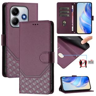 For Xiaomi Poco M7 Pro 5G Honeycomb Embossing RFID Leather Phone Case(Violet)