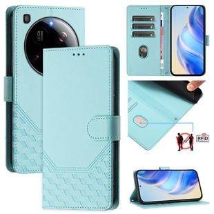 For Xiaomi 15 Ultra Honeycomb Embossing RFID Leather Phone Case(Mint Green)