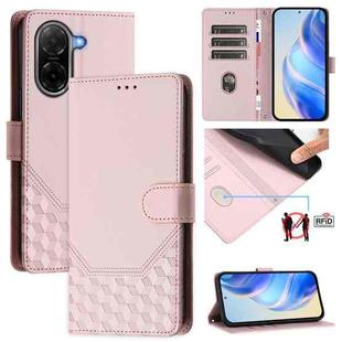 For Xiaomi Poco C71 / Redmi A5 4G 171.7mm Honeycomb Embossing RFID Leather Phone Case(Pink)
