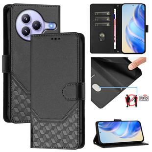 For Xiaomi Civi 5 Pro 5G Honeycomb Embossing RFID Leather Phone Case(Black)