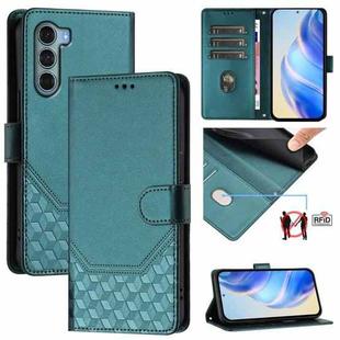 For Motorola Edge S30 / Moto G200 5G Honeycomb Embossing RFID Leather Phone Case(Peacock Green)