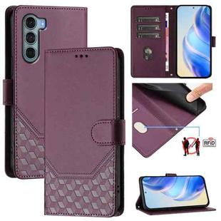 For Motorola Edge S30 / Moto G200 5G Honeycomb Embossing RFID Leather Phone Case(Violet)