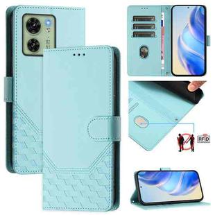 For Motorola Edge 2023 NA / 40 Oversea Honeycomb Embossing RFID Leather Phone Case(Mint Green)