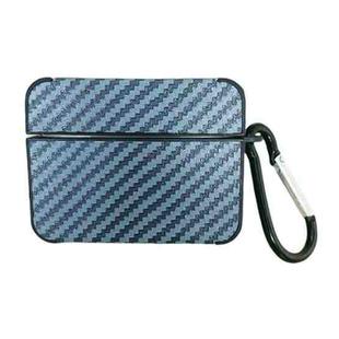For AirPods Pro 2 Carbon Fiber Square Leather Earphone Case with Hook(Blue)
