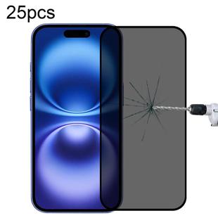 For iPhone 16 25pcs Full Cover Anti-spy Silk Screen Tempered Glass Film