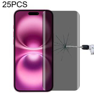 For iPhone 16 Plus 25pcs High Transparency Full Cover Anti-spy Tempered Glass Film