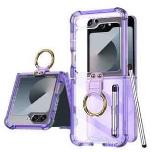 For Samsung Galaxy Z Flip6 GKK Airbag Protective Phone Case with Ring & Pen(Purple)