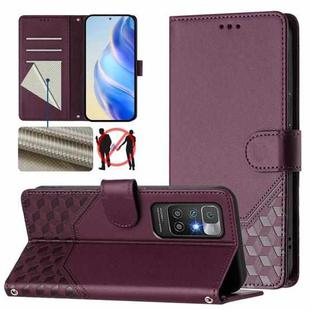 For Redmi 10 2022 / 2021 Honeycomb Embossing RFID Leather Phone Case(Violet)