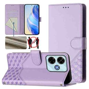 For Redmi 13 5G / 4G Global Honeycomb Embossing RFID Leather Phone Case(Light Purple)