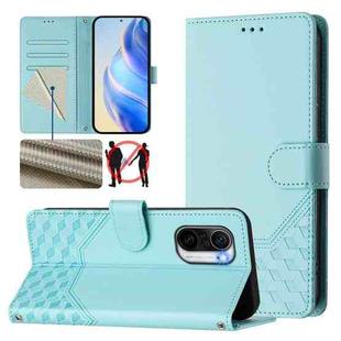 For Redmi K40 / K40 Pro Honeycomb Embossing RFID Leather Phone Case(Mint Green)