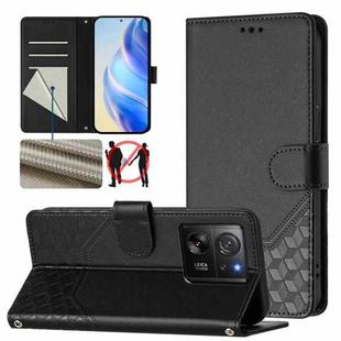 For Redmi K60 Ultra Honeycomb Embossing RFID Leather Phone Case(Black)