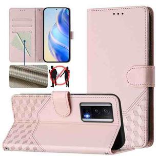 For Redmi K60 / K60 Pro Honeycomb Embossing RFID Leather Phone Case(Pink)