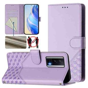 For Redmi K60 / K60 Pro Honeycomb Embossing RFID Leather Phone Case(Light Purple)