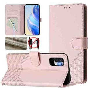 For Redmi Note 10 5G / Note 10T 5G Honeycomb Embossing RFID Leather Phone Case(Pink)