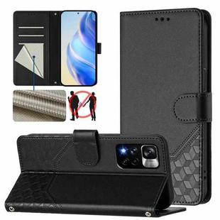 For Redmi Note 11 Pro+ 5G Europe Honeycomb Embossing RFID Leather Phone Case(Black)