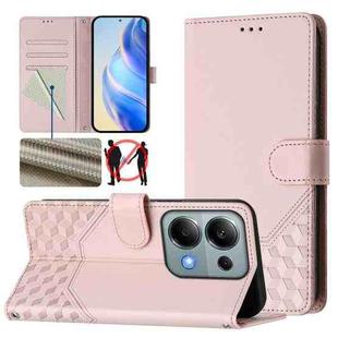 For Redmi Note 13 Pro 4G Global Honeycomb Embossing RFID Leather Phone Case(Pink)