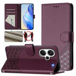 For Redmi Note 13 Pro+ 5G Global Honeycomb Embossing RFID Leather Phone Case(Violet)