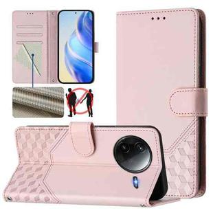 For Redmi K80 5G / K80 Pro 5G Honeycomb Embossing RFID Leather Phone Case(Pink)