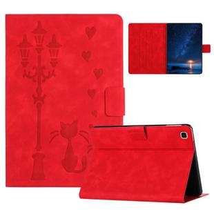 For Samsung Galaxy Tab A 10.1 2019 Embossed Couple Cat Smart Tablet Leather Case(Red)