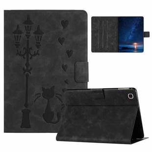 For Samsung Galaxy Tab S6 Lite Embossed Couple Cat Smart Tablet Leather Case(Black)