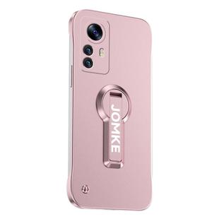 For Xiaomi 12 Pro Baking Varnish 360 Rotate Holder No Frame PC Phone Case(Pink)